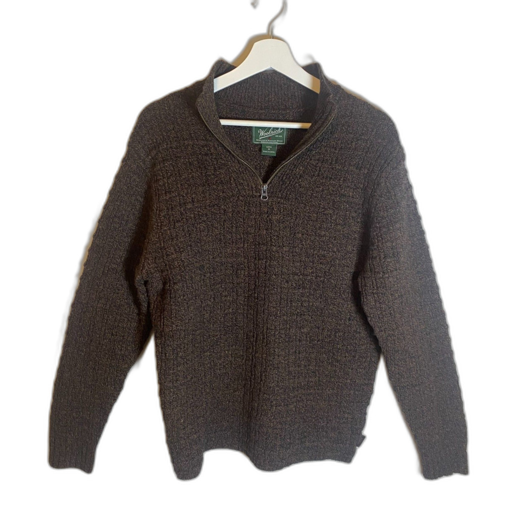 Vintage Woolrich Wool Blend Sweater Men's M Brown Knitted Minimalist